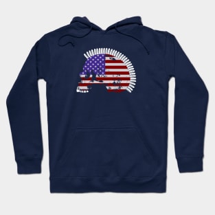 Skull with Bullet Mohawk in American Flag Pattern. Hoodie